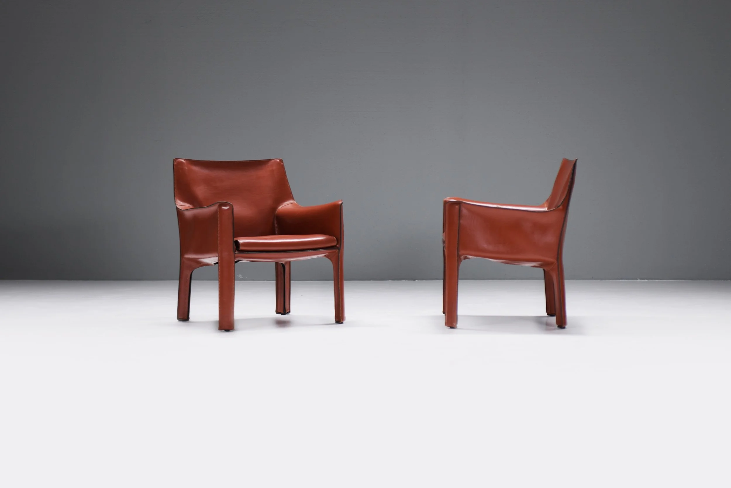 Cab 414burgundy leather by Mario Bellini for Cassina by Aera-lab